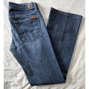 7 For All Mankind Long Bootcut Jeans Cut# 717435 Blue Denim Women's Size  27